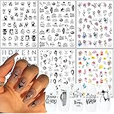 Sexy Body Holographic 3D Self-Adhesive Nail Sticker Design Glamour Girls Flowers Leaf Letters Decals for Women Girls Manicure Charms Decorations DIY Floral Nail Art Tips