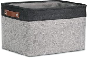 DULLEMELO Fabric Storage Basket for Shelves/Closets, Collapsible Rectangle Basket for Organizing Clothes, Toys, Towels, Books, Laundry, Nursery, Dog Toy Basket Empty (Black&Gray)