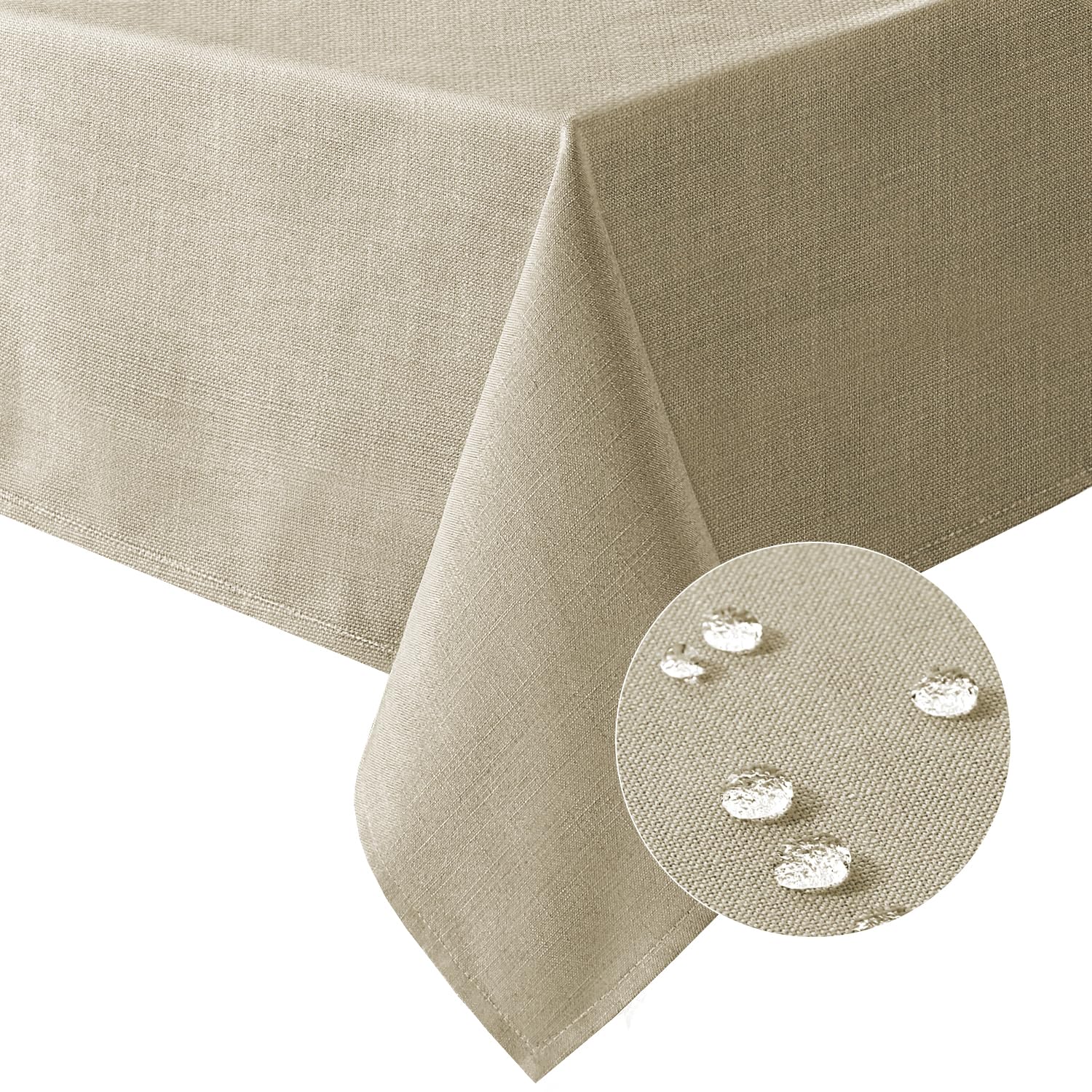 Photo 1 of H.VERSAILTEX Linen Textured Table Cloths 60 x 104 Inch Premium Solid Tablecloth Spill-Proof Waterproof Table Cover for Dining Buffet Feature Extra Soft and Thick Fabric Wrinkle Free, Taupe