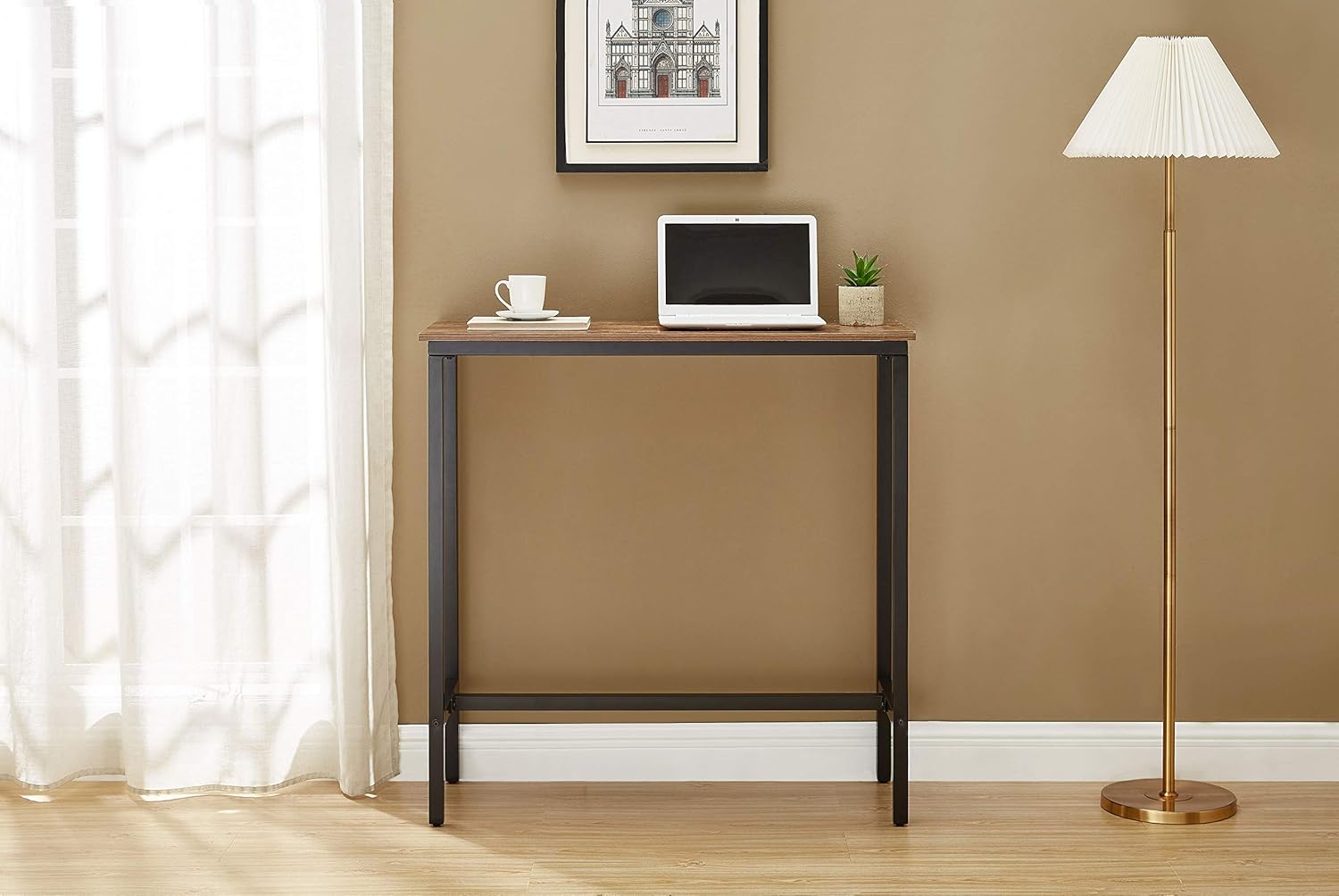 KOZYSPHERE 39.5” Pub Bar Table with Metal Frame, Pub Height Table Bistro Table Mini-Buffet Table Stand Desk Entry Way Table for Dining Room,Living Room (Indoor USE ONLY): Kitchen & Dining