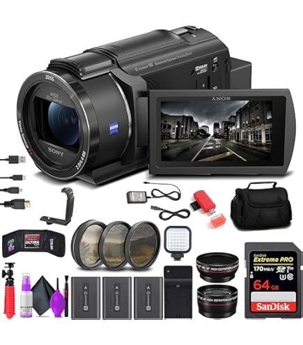 Amazon.com : Sony FDR-AX43 UHD 4K Handycam Camcorder (FDRAX43/B) +
