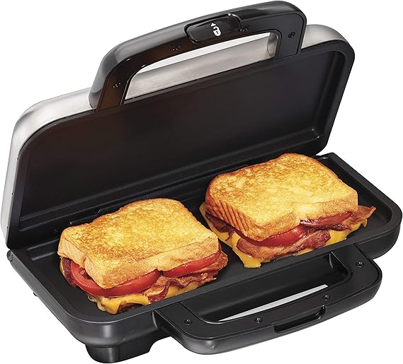 Proctor Silex Deluxe Hot Sandwich Maker, Nonstick Plates, Stainless