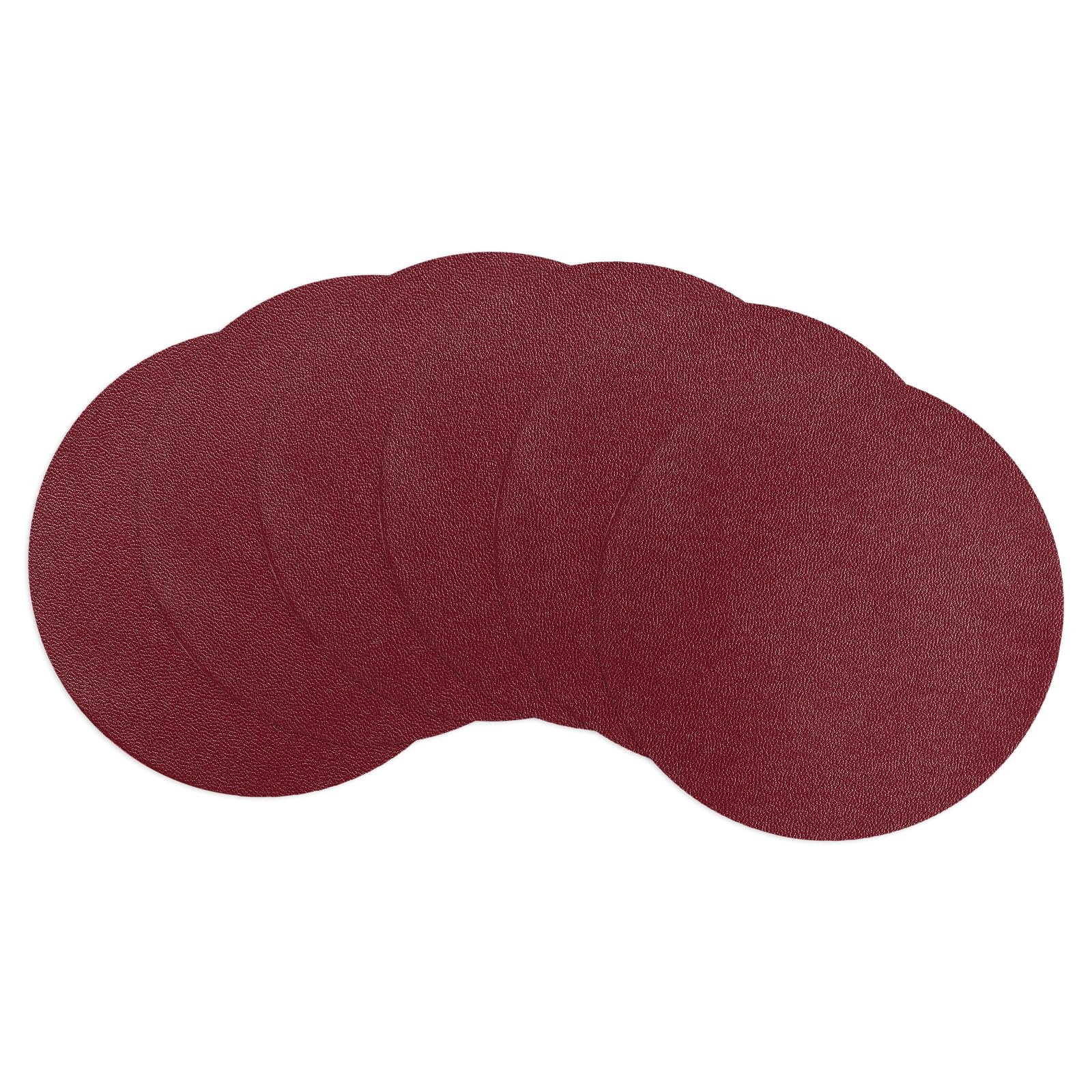 uxcell Round Drink Coasters Set of 6 Dual Sided Non-Slip Non-Stick Waterproof Leather Coasters for Drinks, Coffee Table, Housewarming Gifts, Home Decor 4"×4"Claret