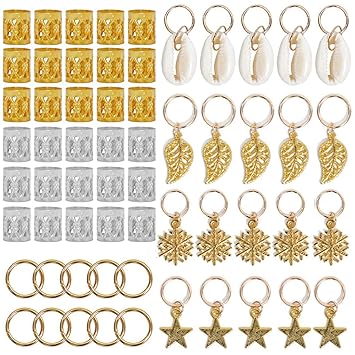 Amazon Com Huaviewin 80 Piezas De Accesorios De Trenzas Africanas Para El Pelo Color Dorado Y Plateado Beauty