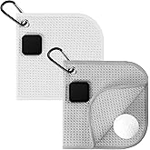 Hahafelt 2 Pcs Small Magnetic Golf Towel with Clip 6 x 6 Inch Microfiber Waffle Towels with Carabiner Clip Strength Industrial Magnets for Golf Balls Carts or Clubs