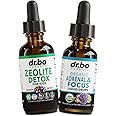 Zeolite Detox & Adrenal Focus Support - Clinoptilolite Zeolite for Kids & Adults Liquid Drops with Vitamins B12 & D - Organic Adrenal and Focus for Calm Natural Brain, Memory Fatigue Stress Attention