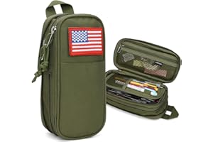 ATRIPACK Pencil Case Big Capacity High Large Storage Tactical Small Tool Pouch Bag Marker Pen Case Stationery Bag Travel Holder School College Office Organizer for Kids Men Women Adult Teens (Green)