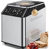 KBS 750W Programmable Bread Maker, Dual Heaters Bread Machine with 3LB Ceramic Pan &amp; Fruit Dispenser,20-in-1 Stainless Steel Automatic Bread Maker Machine with Quiet Brushless Motor,15H Timer,3 Colors