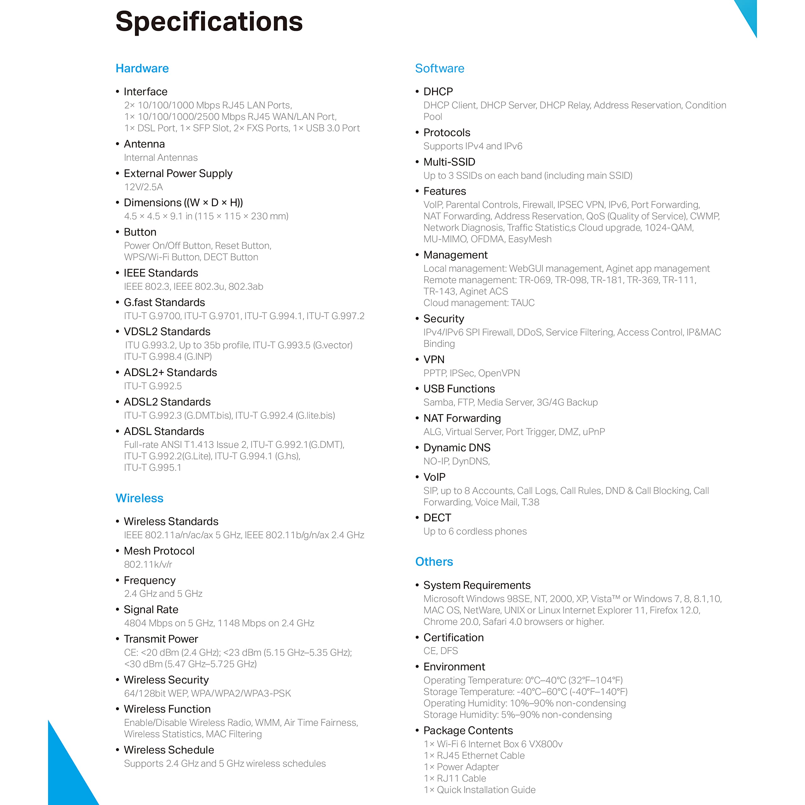 TP-Link VX800v Wi-Fi 6 VDSL Modem Router, VDSL2 35b 350 Mbit/s, G.Fast, 2.5G WAN + USB 3.0, AX6000 WLAN, bis zu 6 DECT-Mobilteile, unterstützt Telekom, O2, 1&1, Nicht Vodafone, nur für Deutschland 5