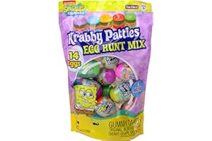 FRANKFORD Spongebob SquarePants Gummy Candy Krabby Patty 14 Count Prefilled Plastic Easter Eggs Hunt Mix, 4.44 Ounce, For Kids Girls Boys Teens Grandkids Adults