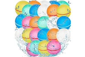 yohica 24 PCS Reusable Water Balloons Water Balls,Bbiodegradable Water Balloons,Soft Silicone Water Balloons Self Sealing Quick Fill Summer Games for Kids Outside,Summer Fun Party Gift
