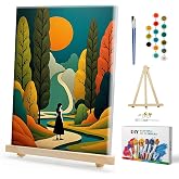 SmartEZ Framed Paint by Numbers Kit for Adults, Landscape Paint by Number | Framed Canvas 8x12 Inch, Include Easel, Colorful Box, Vibrant Acrylic Paints, Beginner Friendly, Home Wall Decor, Gift