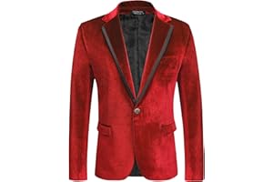 COOFANDY Men's Velvet Blazer One Button Velour Tuxedo Jacket Notched Lapel Suit Jackets for Prom Wedding Party Dinner