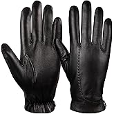 GSG Mens leather gloves winter Driving Gloves Sheepskin Touchscreen motorcycle gloves for cold weather Warm Italian Luxury