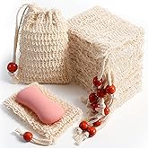 80 Pack Soap Saver Bag, Exfoliating Soap Bag with Drawstring Wooden Bead Natural Cotton Linen Exfoliating Soaps Bags Hand Made Mesh Soaps Bags for Bath and Shower Massaging(5.5 X 3.5 Inch,Beige)