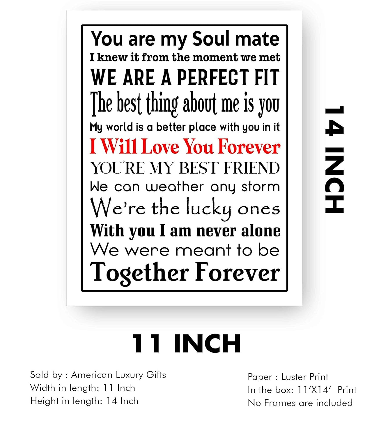 Amazon Com You Are My Soul Mate Love Quotes Wall Art Decor 11 X 14 Inspirational Love Marriage Poster Print Ready To Frame Romantic Gift For Spouse Partner Newlyweds Perfect Wedding Anniversary Present Handmade