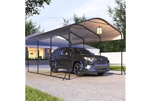 IWDOO 10x15 FT Metal Carport, Heavy Duty Carports Canopy with Enhanced Base, Galvanized Steel Roof and All-Metal Frame, Car Ports Kits for Outdoor, Garage Car Shelter Shade for Car, Truck and Boats