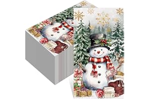 JANLAUGH 100 Pcs Christmas Guest Napkins 2 Ply Snowman Disposable Paper Napkins for Decoupage Snowflake Elk Xmas Tree Decorative Winter Christmas Cocktail Guest Hand Towel for Party Table Dinner Bathroom
