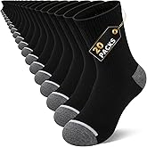 LITERRA 20 Pairs Boys Crew Socks, Athletic School Socks for Kids 4-6/6-8/8-10/10-12 Years, Thin & Breathable Bulk Pack