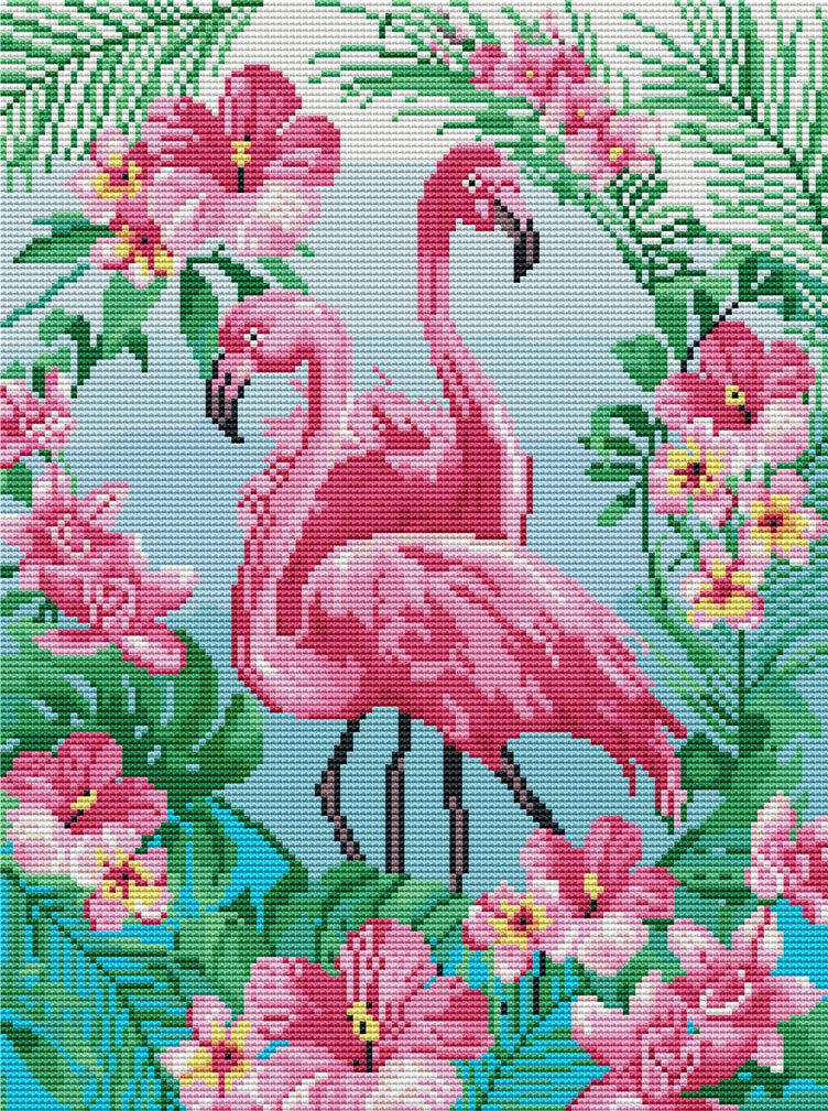 Abillyn Embroidery Cross Stitch Kits Pink Flamingo Stamped with Printed Pattern Starter Kit (Flamingo)