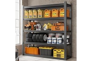 Howzone 72" H Garage Shelving 2000LBS Heavy Duty Storage Shelves Adjustable 5 Tier Metal Shelves for Storage Garage Industrial Shelving Utility Racks,16" D x35.5 Wx72 H,Black