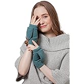 BYOS Women's Winter Cozy Diamond Pattern Fleece Lined Flip Top Convertible Knit Gloves Mittens