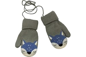 BEISIJIA Toddler Kids Warm Thick Knitted Fnger Mittens with String for 1-3 Years Kids