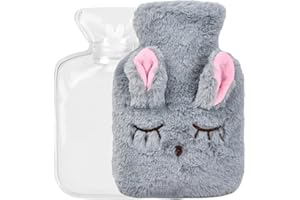 Nivofu Hot Water Bottle with Cover, PVC Hot Water Bag with Cute Removable Outer Lid, Hot Water Bottle for Winter Warm Menstru