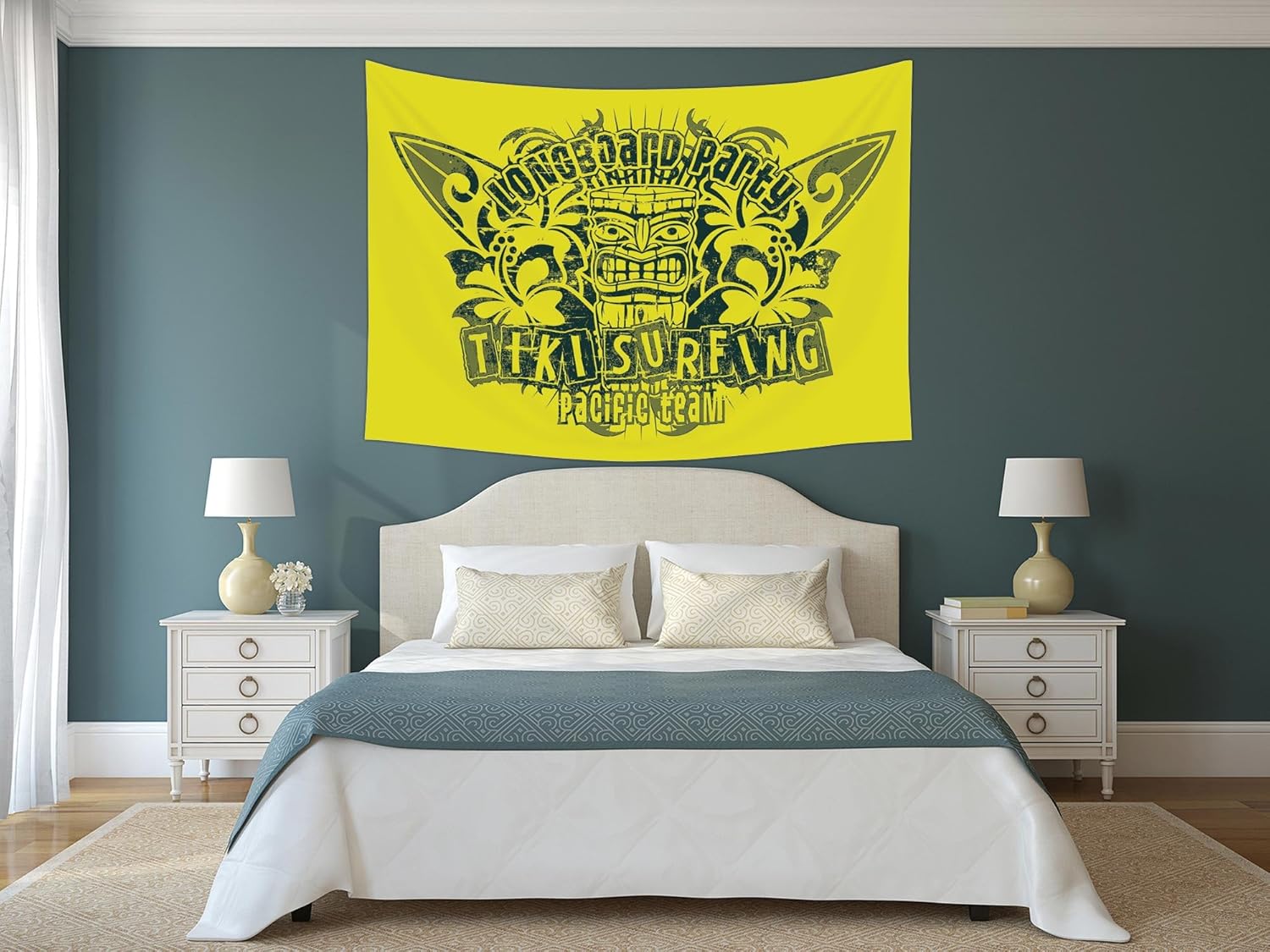 Iprint Polyester Tapestry Wall Hanging Tiki Bar Decor Tiki