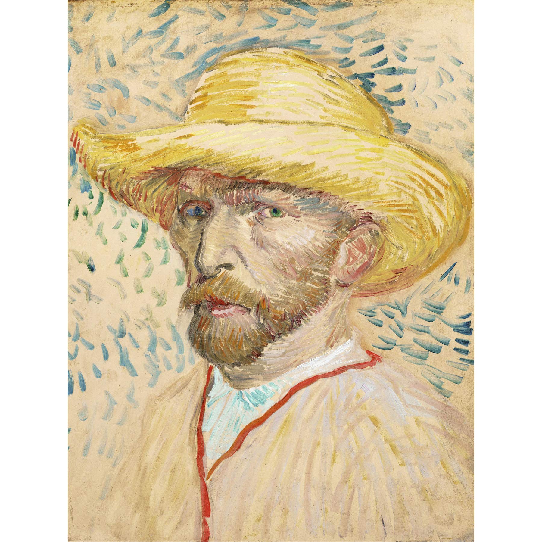 Vincent Van Gogh Self Portrait With Straw Hat Large Wall Art Print Canvas Premium Poster Mural
