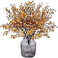 Momkids 15 Pcs Faux Flower Fake Babys Breath Flower Bulk Artificial Gypsophila Bouquet Fall Silk Floral for Home Kitchen Bedroom Festival Wedding Xmas Party Decor (Orange)
