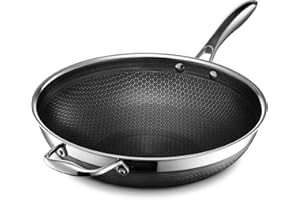 HexClad Hybrid Nonstick Wok, 12-Inch, Stay-Cool Handle, Dishwasher Safe, Induction Ready, Compatible with All Cooktops