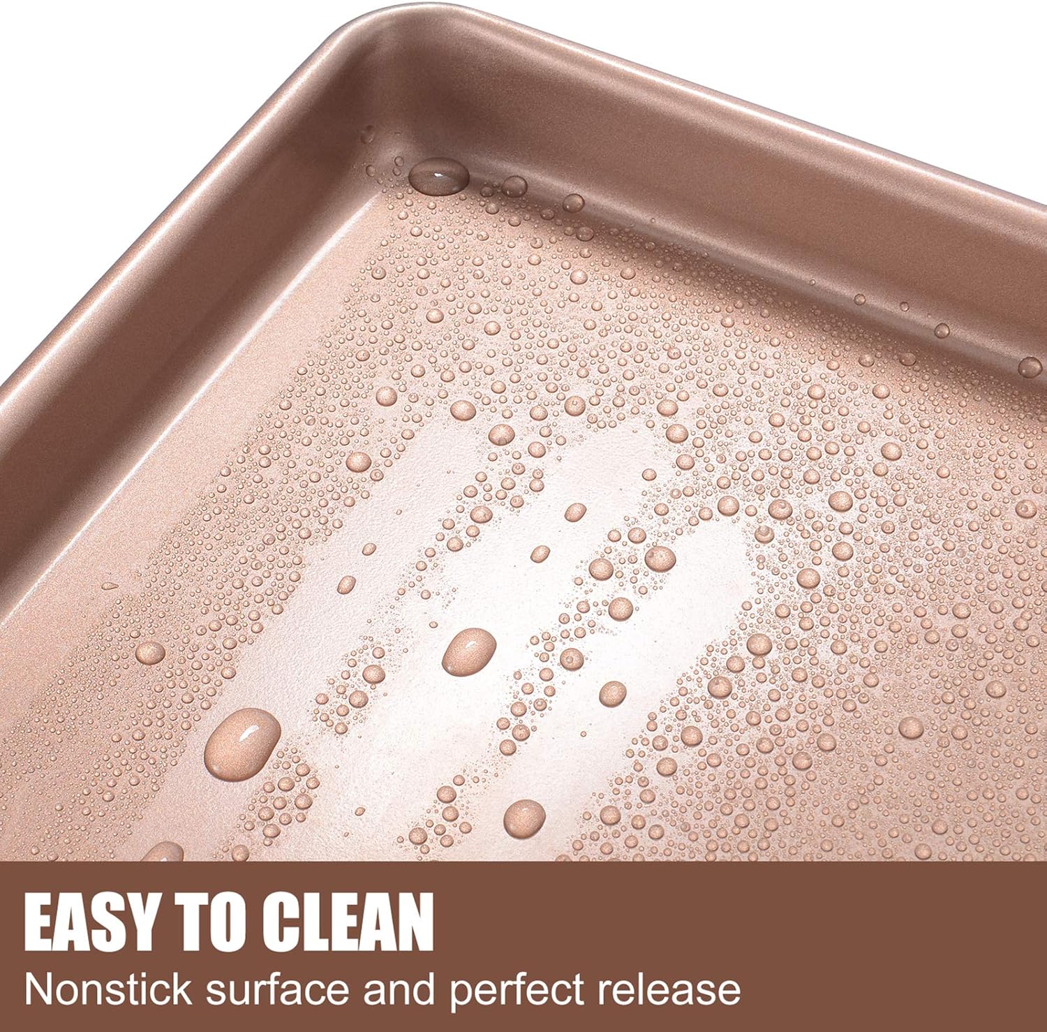 JOHO Baking Sheet Pans Cookie Sheet, Nonstick Bakeware Cookie Pan Set, Cookie Baking Pan for oven, 2-Piece, Gold: Kitchen & Dining