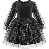 Arshiner Toddler Christmas Dress Girls Sequin Tulle Puff Long Sleeves Tutu Dress Princess Birthday Party Clothes 1-6T