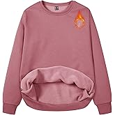 MAGCOMSEN Women's Fleece Lined Sweatshirt Crewneck Cotton Pullover Fall Winter Casual Long Sleeve Warm Soft Tops