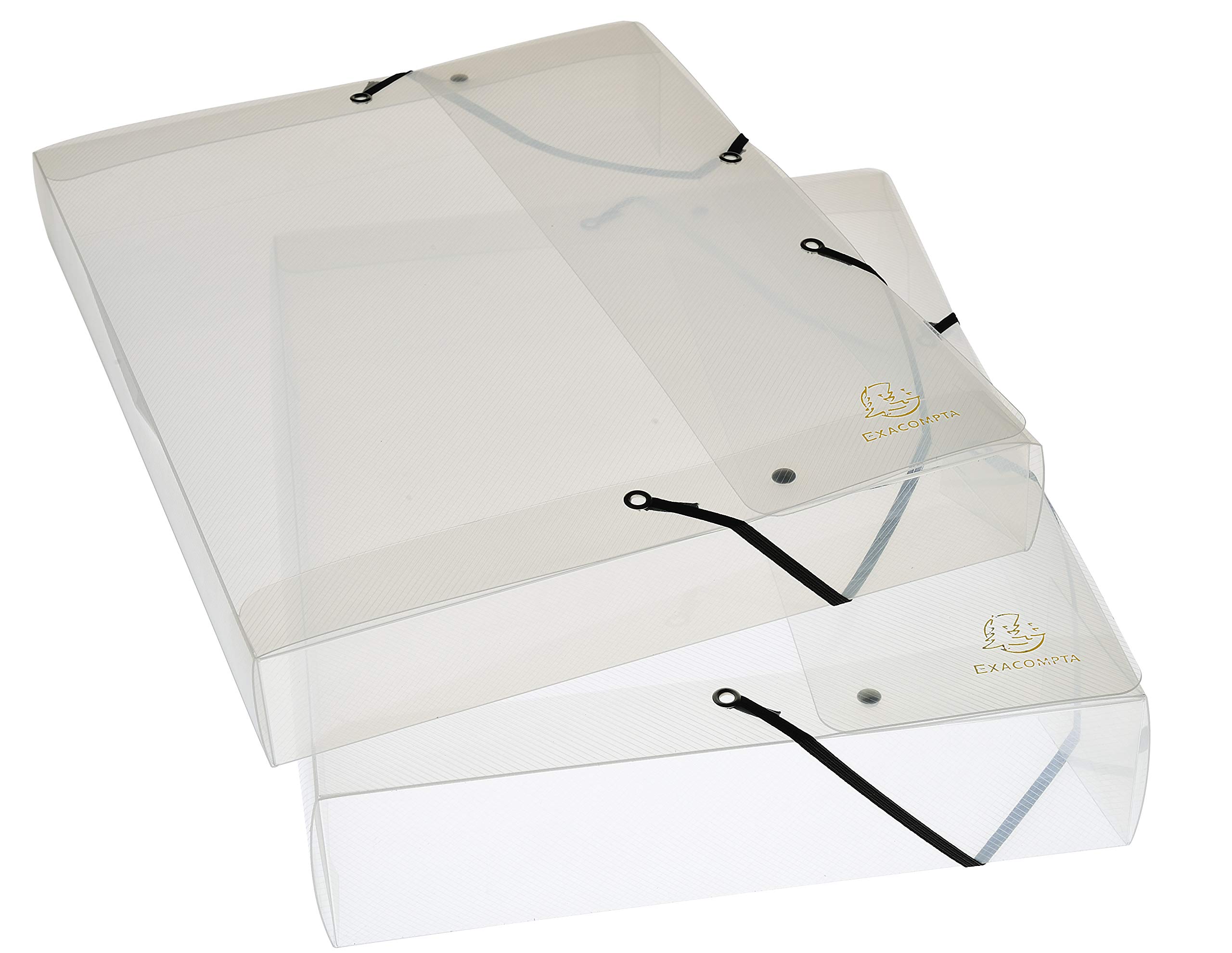 Exacompta - Ref. 5962E - 8 filing boxes with Crystal rubber bands - in polypropylene - spine 2.5 cm - dimensions 25 x 33 cm - for A4 format documents - crystal color - delivered assembled