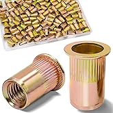 Vifmy 1/4-20 Rivet Nut,115Pcs Zinc Plated Threaded Inserts Rivnuts | 1 4 rivet nuts, flat head pressure certnut, SAE nutserts fasteners kit, threaded Insert rivit nut for metal