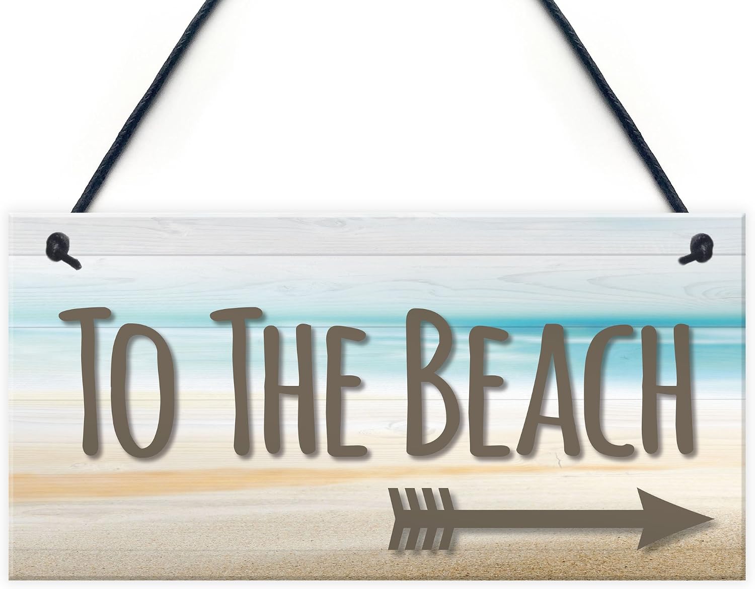 Red Ocean To The Beach Arrow Nautical Seaside Marine Theme Hanging Plaque Sand Gift Sign, 200x100mm