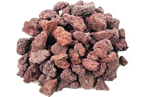 KAYSO INC Lava Rocks - Decorative Landscaping Rocks or Gas Fire Pits Rocks, Black and Red, 3/4" (.75") - 1 1/2" (1.5") (Red 10 LB)