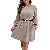 MakeMeChic Women's Plus Size Sweater Dress Long Sleeve Crew Neck Fall Winter Pullovers Jumper Dresses