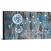 DuoBaorom Modern Farmhouse Wall Decor 20x36 Just Breathe Sign Blue Artwork for Walls