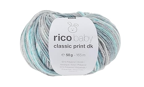 Wolle Rico Baby Classic Print DK, 50g, ca. 165m blau-grau Mix