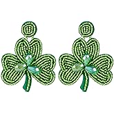 St. Patrick's Day Earrings for Women Handmade Beaded Clover Earring Hat Drop Dangle Earrings Irish Holiday Jewelry Gift