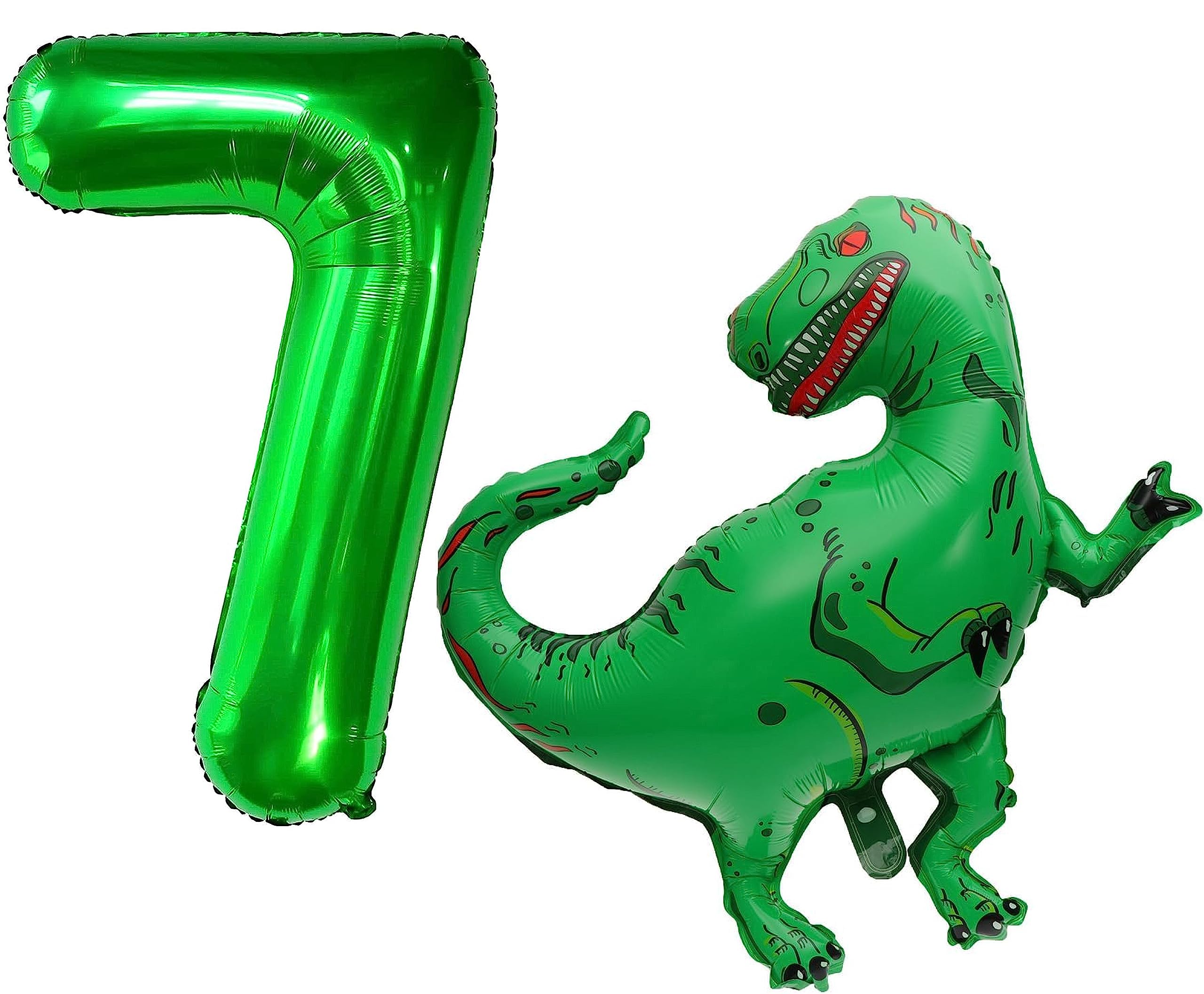 Toyland® Green Dinosaur Foil Balloon Pack - 1 x 40" Shape Balloon & 1 x 40" Number Balloon - Kids Party Decorations