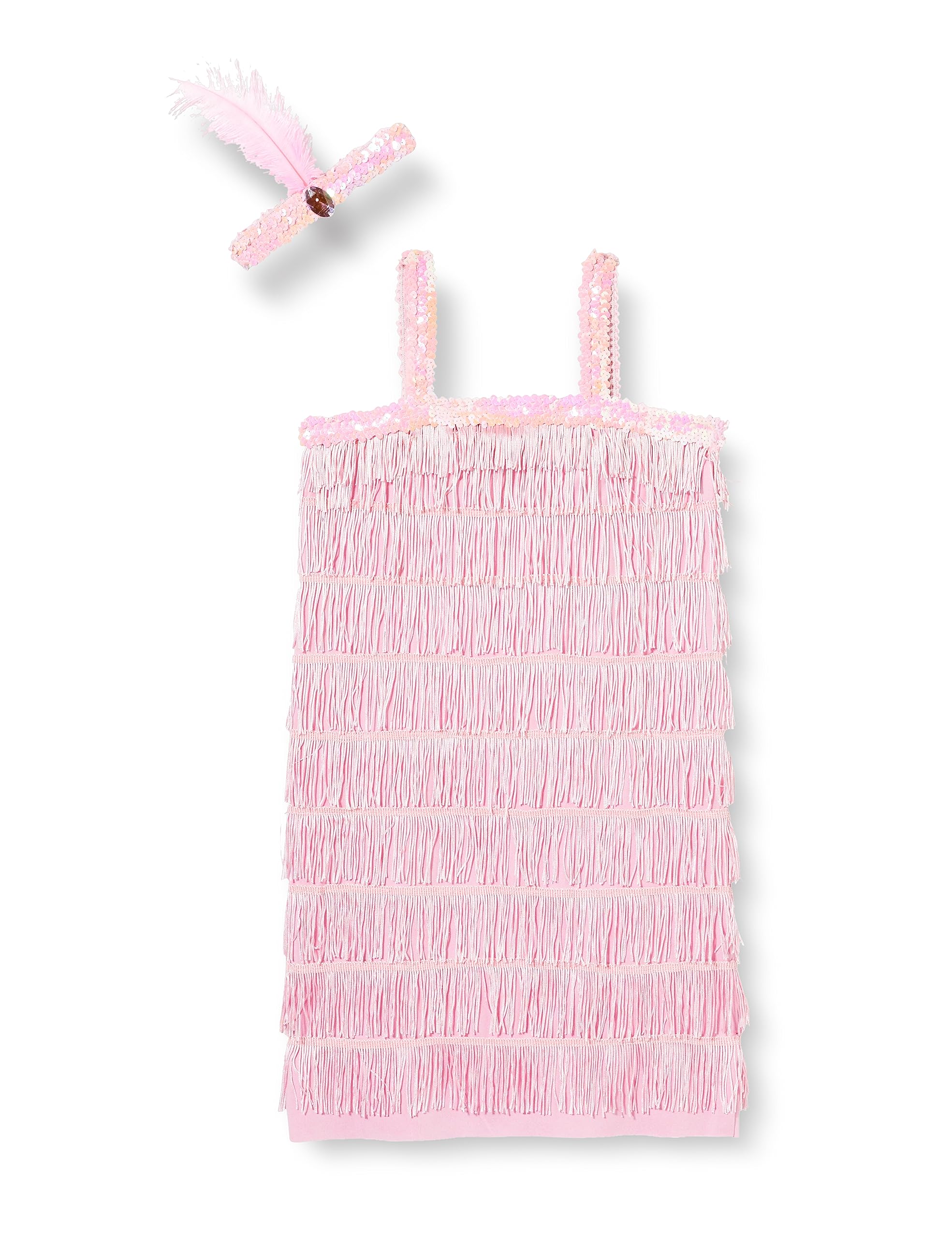 amscan 9902079 - Girls Pink Fringed Flapper Dress & Headband Costume (Age 6-8 years)