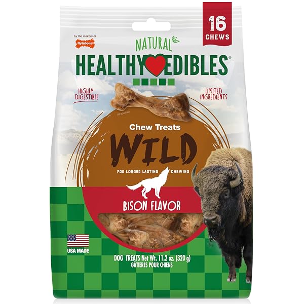 NYLABONE HEALTHY EDIBLES WILD NATURAL DOG CHEW TREATS,...