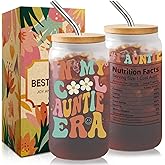 Cool Auntie Coffee Cup 16oz - Insulated Glass Mug for Iced Coffee, Funny Promoted to Aunt Gift - Birthday/Mothers Day Present for New Aunts - Cool Auntie Club -9