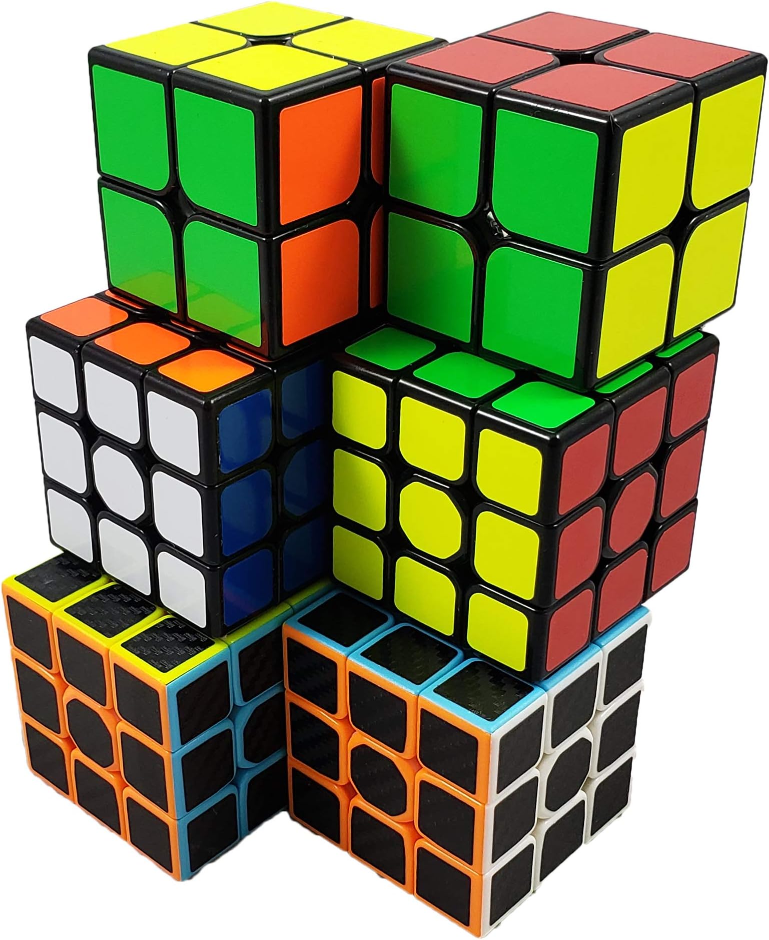 INTEGEAR 6 Pack, 2x2 and 3x3 Full Size 56mm Magic Speed Cube 3x3 Easy Turning and Smooth Play Durable Puzzle Cube Toy for Kids
