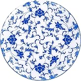 Joyido 60 PCS Blue Plastic Plates - Blue Floral Plates - Disposable Decorative Plate Sets Include 30 Dinner & 30 Dessert Plate for Wedding Birthday Party Supplies