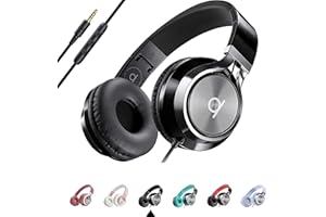 ARTIX CL750 Wired Headphones with Mic & Volume Control — Noise Isolating On-Ear Headphones for Computer and Laptop Wired, Plug in Corded Headphone Over Ear with Wire (Foldable, Aux Jack 3.5mm)
